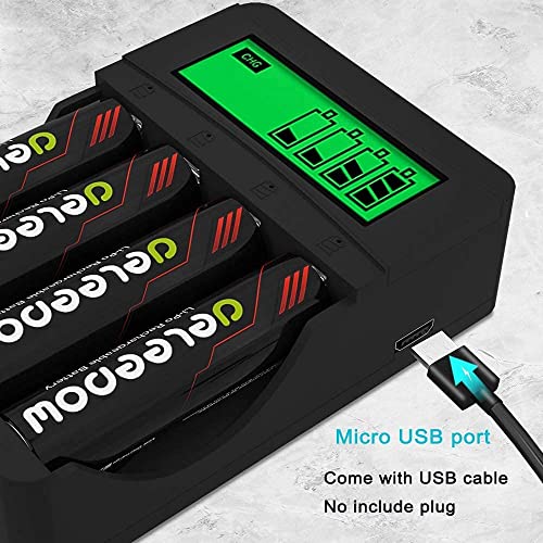 Deleepow Rechargeable Aa Batteries 3400Mwh 1.5V Aa Lithium Rechargeable Batteries 8-Pack 1500 Cycle With Lcd Charger #TOP7