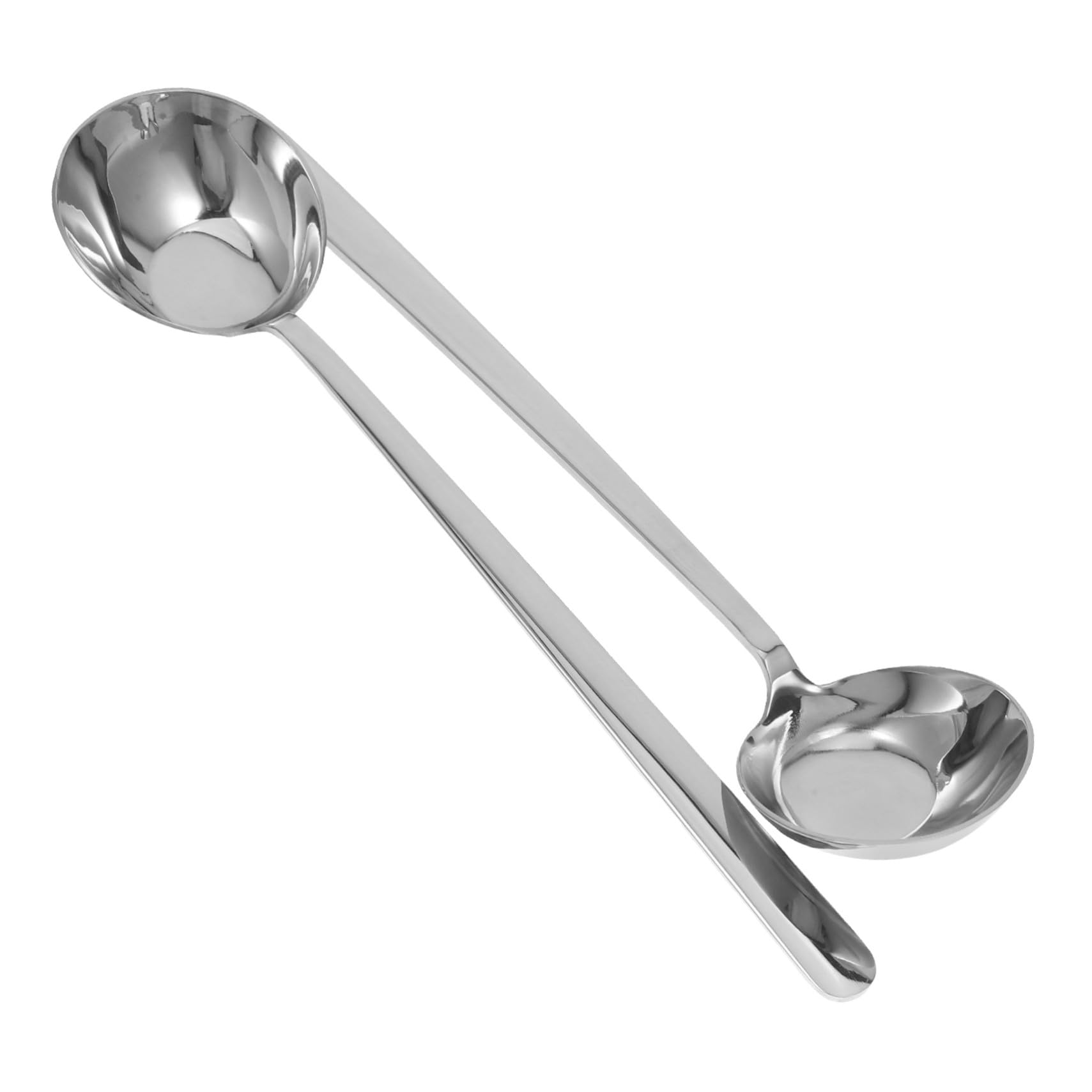 ABOOFAN 8 Piezas Mango largo con cuchara redonda de oblicuo con cuchara cucharones de acero inoxidable para cocinar cucharones para servir cucharón acero inoxidable 316 Plata