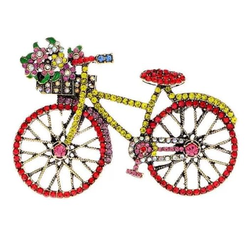 Image of WCRAZYE Rhinestone Bicycles Brooch Pin for Women Girls Creative Retro Elegant Handmade Red Pink Blue Traffic Bike Brooches Pins Classic Wedding Fashion Jewelry Accessories Gift