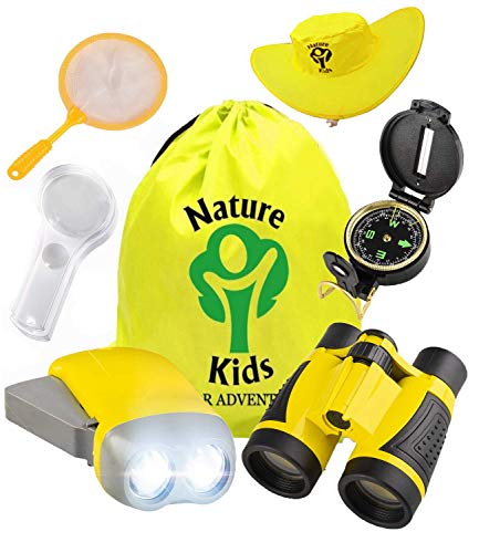 Adventure Kids - Outdoor Explorer Kit, Children Binoculars, Flashlight, Compass, Magnifying Glass, Butterfly