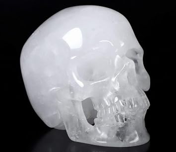 Skullis 5.0" Angolan Quartz Rock Crystal Carved Crystal Skull, Super Realistic.