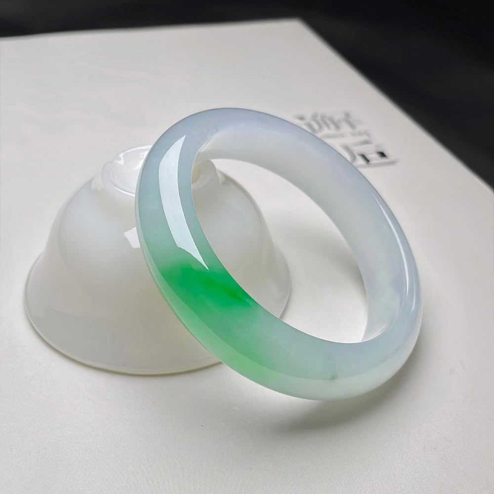 Bracciale Rigido in Giada per Donna Bracciale Feng Shui Donna Bracciale Porta Fortuna e ricchezza Bracciale in Pietra di Giada Naturale Bracciale in Vera Giada Verde