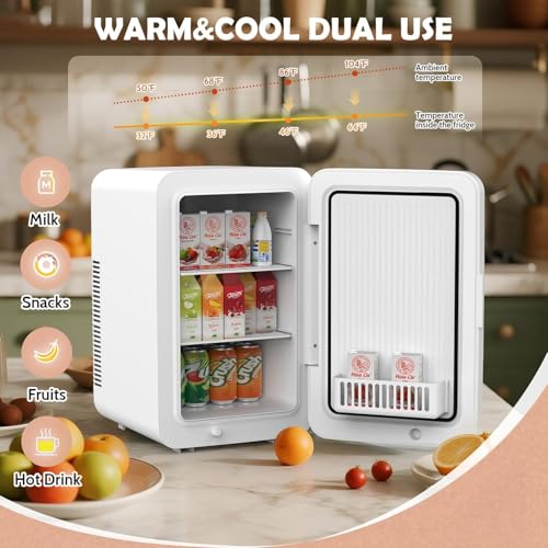 Image of advwin 22L Mini Fridge for Bedroom, 30 Cans Portable Cooler & Warmer Compact Refrigerators with AC /DC Power for Skin Care, Beverage, Cosmetics, Food, Drinks, Office Desk Dorm Room