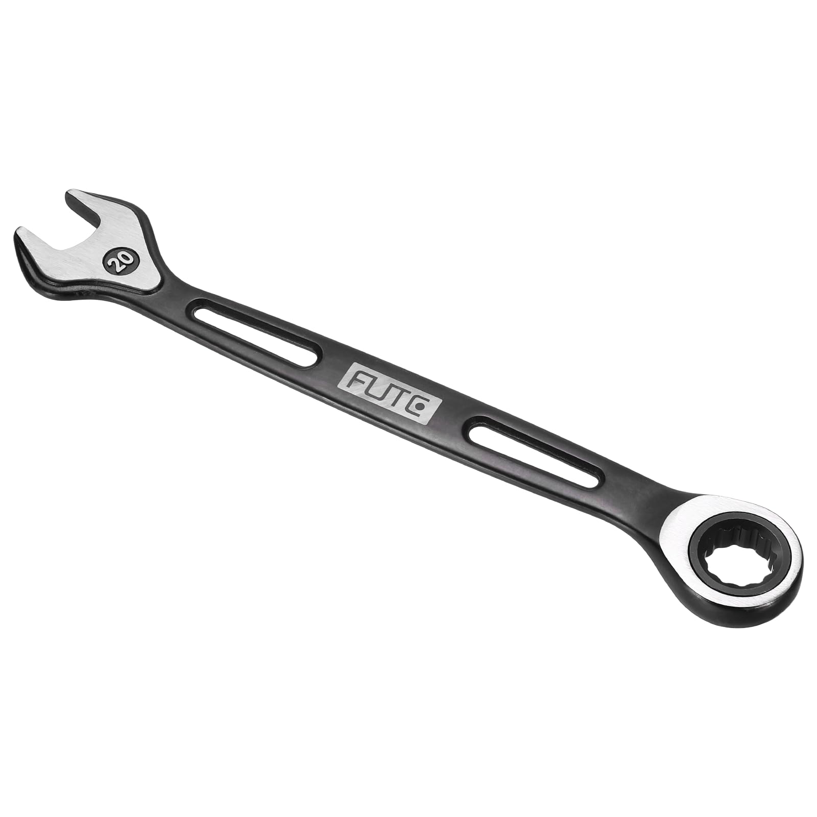 sourcing map Ratcheting Combination Wrench 20mm Stubby Wrench Metric High Carbon Steel Double 12-Point Box Open-Ended Ratchet Spanner Tool for Household Garage Workshop Auto Repairs, Black