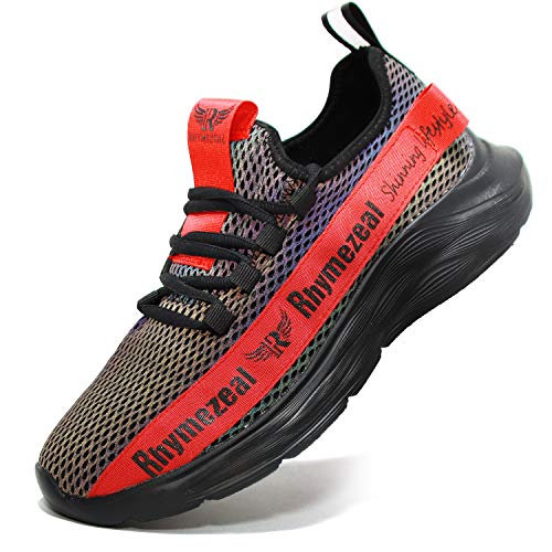 Puremee Men's Fashion Sneakers Non Slip Lightweight Breathable Running Athletic Walking Tennis Gym Comfortable Reflective Color-Changing Light Shoes
