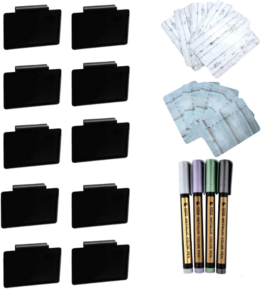 Basket Bin Clip Labels W Regular Store 4 Metallic Dry Markers Erase basket-bin-clip-labels-w-regular-store-4-metallic-dry-markers-erase