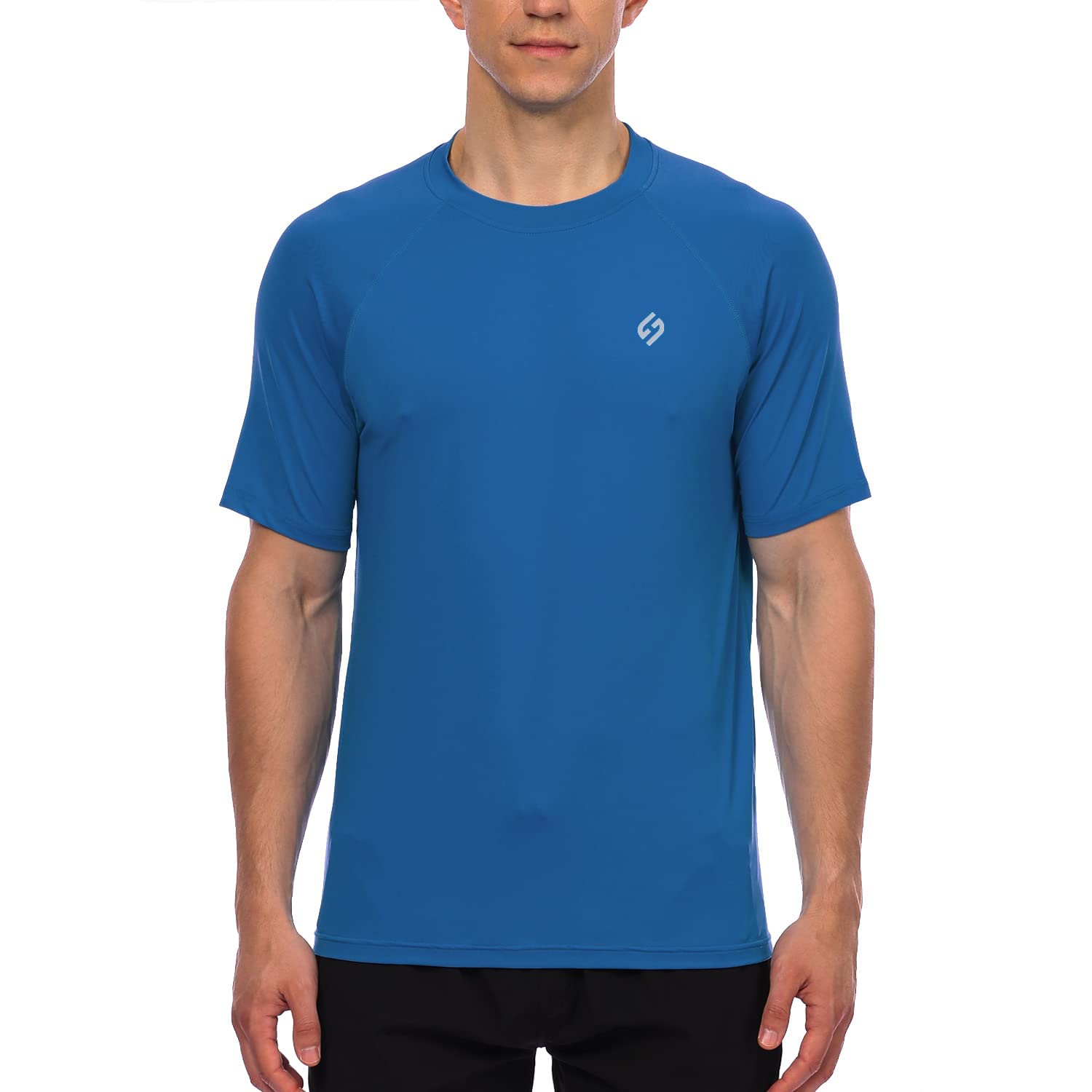 HODOSPORTS Men's Swim Shirt Quick Dry Short Sleeve UPF 50+ Rash Guard Sun Protection