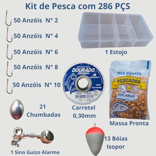 Kit Anzol Estojo Organizador l Chumbada Boias Massa Pronta