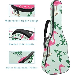 Housse étanche pour guitare acoustique avec double bandoulière et poche Motif flamant rose vert, Multicolore 01., 42… - Les Beatles, Paul McCartney, John Lennon, RIngo Starr, George Harrison Housse étanche pour guitare acoustique avec double bandoulière et poche Motif flamant rose vert, Multicolore 01., 42… – Image 4