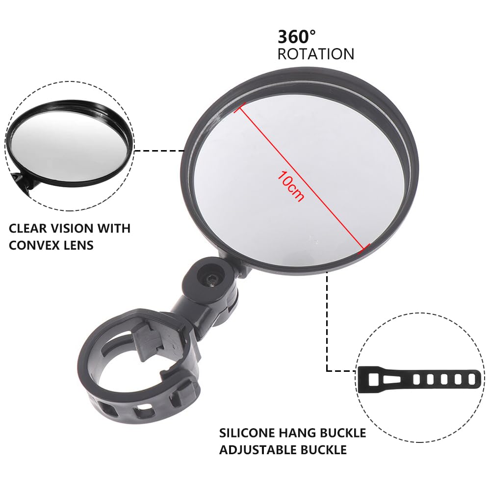 Specchietti Bici,Specchietto Retrovisore Bici,Ruotabile di 360 ° Specchietto Bici,Specchietti per Bicicletta, HD Specchio Retrovisore Convesso,Bicicletta Ciclismo retrovisori Specchietto,2 PCS,10cm