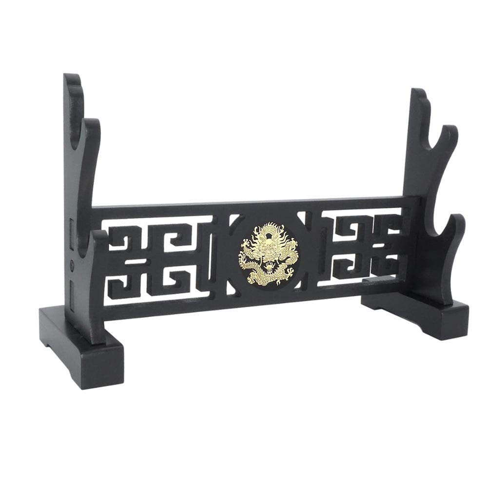 RybdaFDc Sword Holder Rack Stand Horizontal Display Samurai Katana Wakizashi Classical Hollow Out Pattern Dragon pattern1-3 Tiers(2Tier)