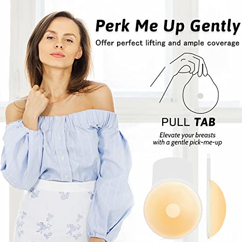 Breast Lift Nipple Cover For Women: Reusable Boob Lift Pasties 5.1Inch Silicone Sticky Bra For A-D Cup Bob Tape Plus Size Nude #TOP6