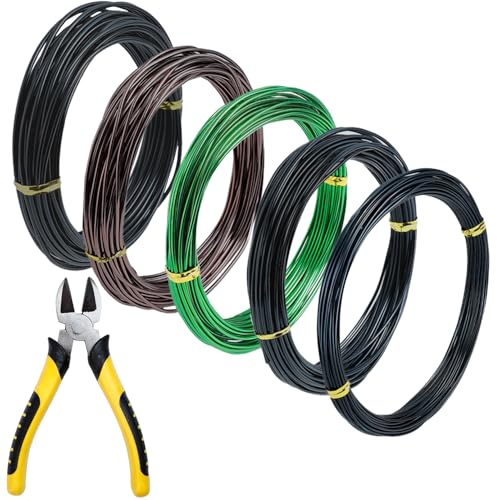 5 rollos de alambre para bonsái de aluminio anodizado con cortador miniatura 1