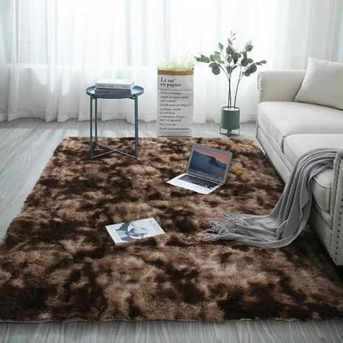 Image of Fluffy Shaggy Rugs Living Room - Non Slip Soft Plush Modern Floor Carpet - Non Shedding Thick Pile Area Rug for Bedroom, Nursery, Lounge, Kids Room (Brown, 80 X 150 CM)