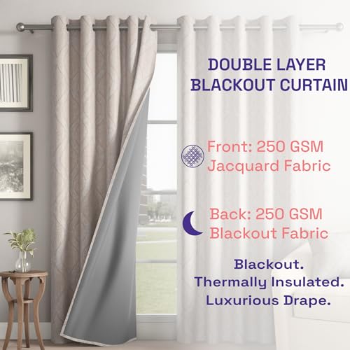 Image of Wakefit Designer Jacquard Blackout Curtain | 7X 4.3 ft | Set of 2 | Blocks up to 99% of Light | Double Layered Fabric | Woven, Not Printed | Helps Reduce Noise | Machine Washable | Dabbe