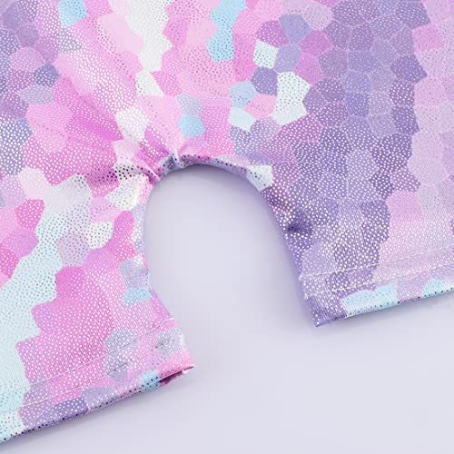 Image of EQSJIU Gymnastics Leotards for Girls Kids Rainbow Mosaic Mermaid Butterfly Stars Leopard Galaxy Tie Dye Cosmos Leopard