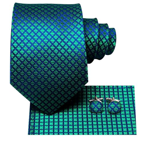 Image of Dubulle Mens Paisley Floral Silk Tie for Men Striped Necktie and Pocket Square Cufflinks Set Wedding Business