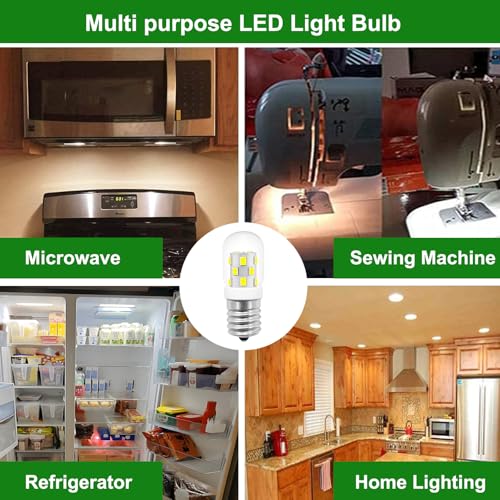 Image of PaeorRorL LED Microwave Light Bulbs Under Hood 40W Equivalent - E17 Base for Whirlpool Microwave Light Bulb, 3W 125V T7 Appliance Oven Light Bulbs for Range Hood,400 Lumens, 6000K Daylight, 2 Pack