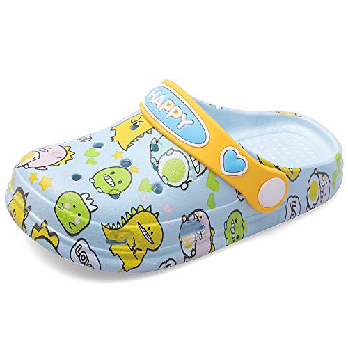Acdoslow Kid's Clog Cute Garden Home Shoes Slip On Dinosaur Water Shoes Indoor Outdoor Beach Pool Sandals Children Slide Slippers Toddler/Little Kid 202111/Blue/34-35