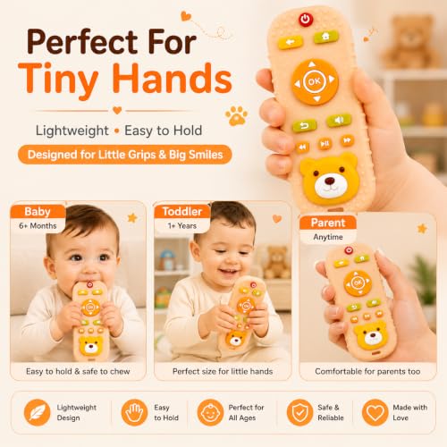 Image of CHICAGOZONE Premium Baby Silicone Teether Ring Toy - BPA Free Soft Teething Toy for Infants, Multi-Texture Sensory Chew Toy, Easy Grip Teether for Babies 3-12 Months, Cute Animal Design (Multicolor) (ORANGE PANDA)