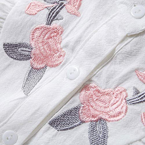 oklady Toddler Girl Clothes Ruffle Floral Embroidery Shirt and Shorts Set (Pink, 4-5 T) - Thumbnail 3