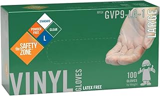 Safety Zone GVP9-LG-1 Standard Glove, Powder Free, Non-Medical, 4 mil, L, Vinyl, (Pack of 1000)