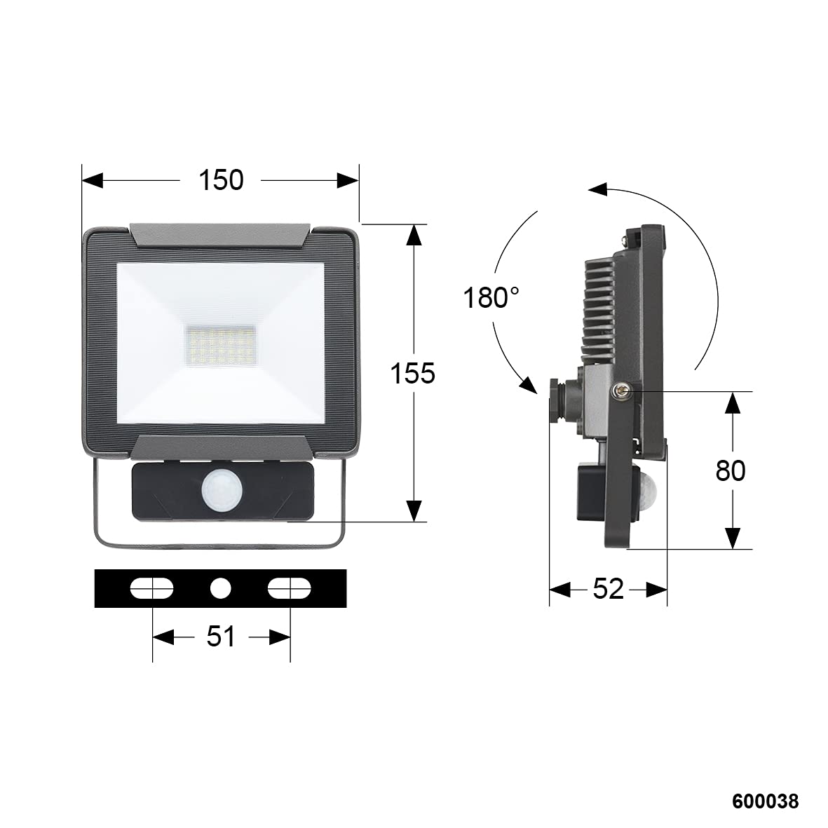 Debflex 600038 reflektor LED IP44 + czujnik podczerwieni, 20 W, 6400 K, 1600 lm