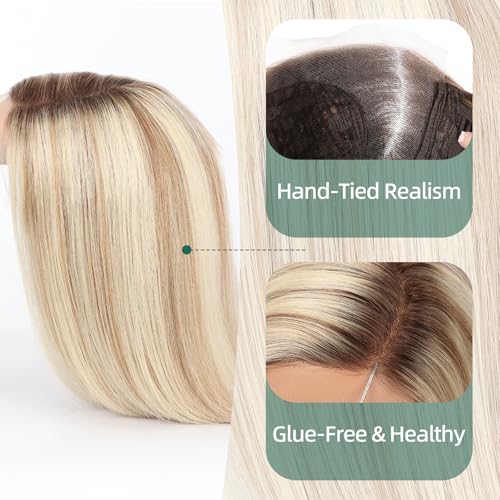 Image of Ombre Mixed Blonde Wig Human Hair Pre Plucked Straight Short Bob Wigs 5x6 UHD Lace Front Wigs Remy Real Human Hair for Women 14Inch