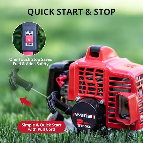 Image of 26cc Gas Powered 3IN1 String Trimmer,Weed Wacker, Edger & Brush Cutter | 2-Stroke Air-Cooled Engine,16 inch Cutting Swath,10 inch Metal Blade,Ergonomic Rubber Grip&Shoulder Strap for Yard & Garden Care