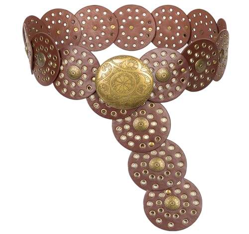 Utaly Wide-Disc Western-Belt for Women - PU Leather Vintage Hollow Concho Cowboy-Belts Chunky-Country Waist-Belt for Skirt3