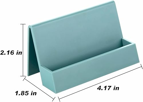 Miniatura 2 de Tarjetero para escritorio, vertical de plástico, bonito soporte para tarjetas de visita contratado, para hombres y mujeres (azul lago)