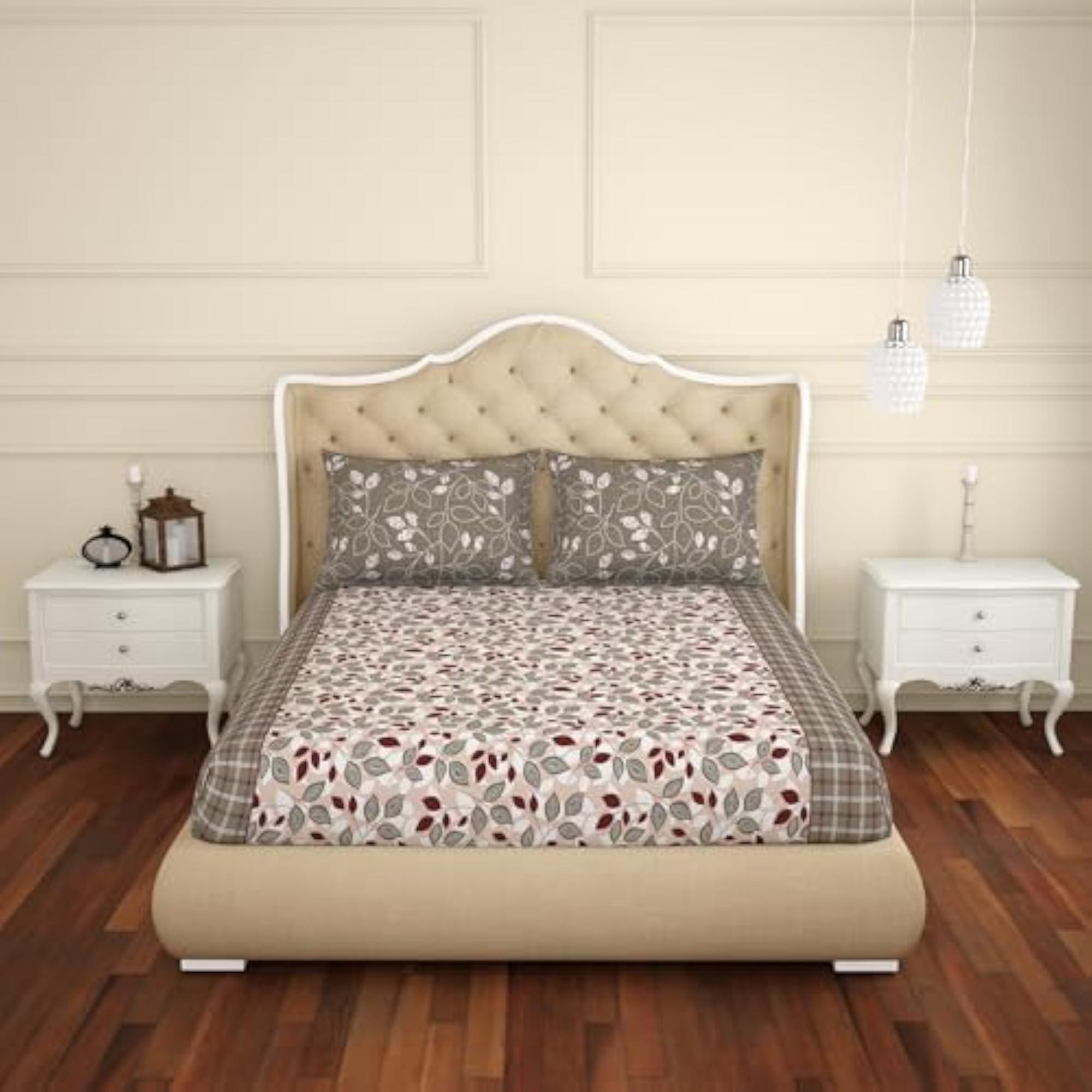Premium 100% Cotton Floral Double Bedsheet with 2 Pillow Covers