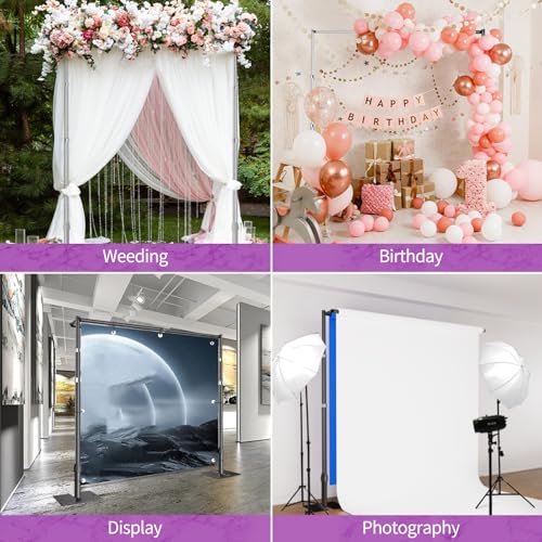12x10ft Double Crossbar Pipe and Drape Stand Kit, Heavy Duty Backdrop Stand Adjustable, Sturdy Metal Back Drop Decoration Frame with Flat Base for Parties, Wedding,Trade Shows, Photo Shoot - Black by Fotoumgl - Image 9