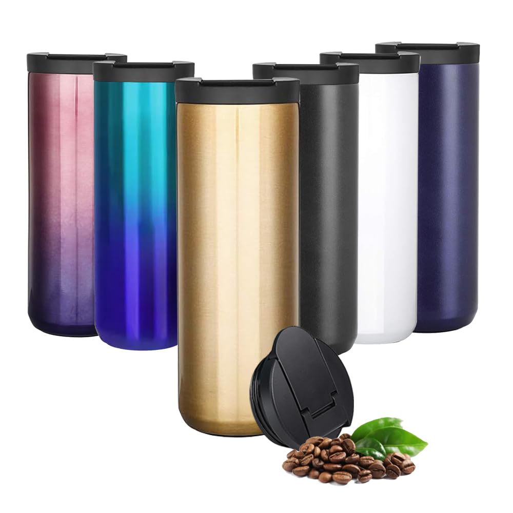 Simple Design On-The-Go Coffee Flask - 304 Stainless Steel, Thermal Vacuum Insulated, Tight Seal Lid, Mug, Cup, Reusable, Double Walled, Tea, Coffee, Hot & Cold Drinks, Trendy Colours, 350 & 500 ml