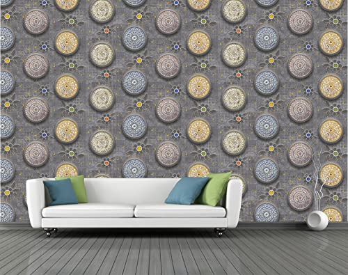 Image of CABANA HOMES Wall Stickers Botanical DIY Rangoli Wallpaper for Living Room (45 x 125 cm, 2 Rolls) (12 sq. ft) Decorative Self Adhesive Decals Home Decor Bedroom Drawing Room, Grey