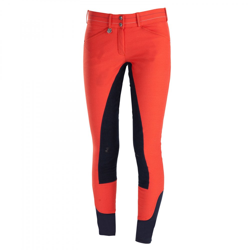 Horze Supreme Grand Prix Women's Fullseat Breeches with Special Stitches - Grenadine Red/Dark Blue size: 42
