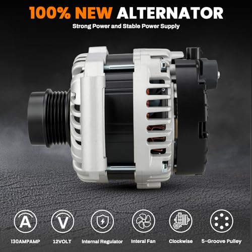 Image of 13506528 Altemnator 130A Compatible with Cruze 2016-2019 1.4L L4, Malibu 2016-2020 1.5L L4, 5-Groove Decoupler Pulley, Replace 44002N, A005TV0184ZC, 13534118, A005TV0181ZC,13513504