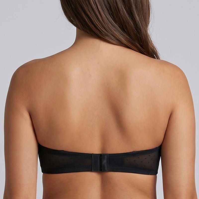 MELENECA Sujetador Reductor Bandeau con Aros, Encaje, Sin Tirantes | Invisible, sin relleno, antideslizante con silicona, multiposición, ideal para vestidos de novia y fiesta