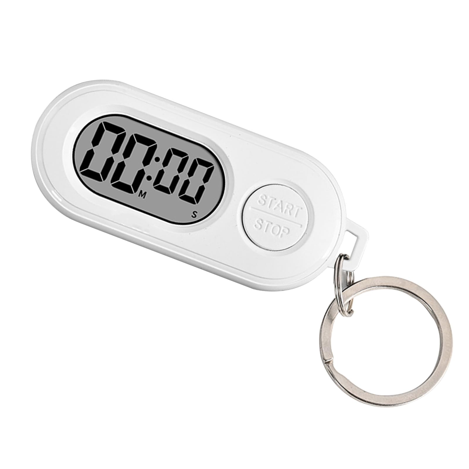 Solxion スポーツタイマー ストップウォッチ キーホルダー付き 高精度タイマー 防水 小型 LCDディスプレ 携帯に便利 勉強 ランニング 料理 ヨガ 審判用 （ホワイト）
