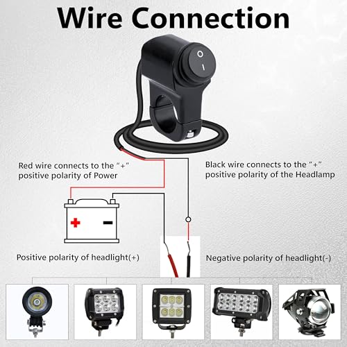 Image of Motorcycle Handlebar Switch 12V, Waterproof Motorcycle Light Toggle Switch | Aluminum Alloy ATV Light ON Off Switches, for Motorcycle ATV UTV Scooters, Fits 7 /8 inch Handlebars (22mm)