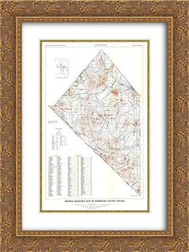 USGS 28x38 Gold Ornate Frame and Double Matted Museum Art Print Titled Esmeralda County Minerals Nevada Mines - USGS 1945 Map