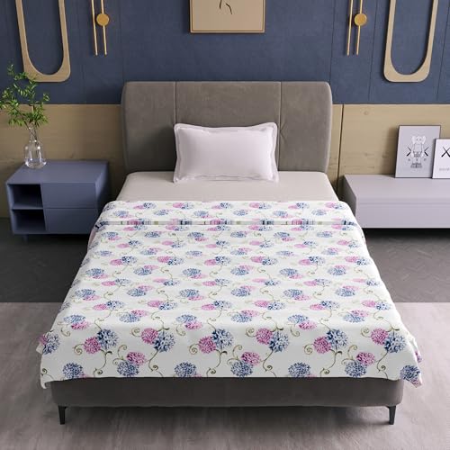 Image of Divine Casa Cotton Dohar Single Bed 210 x 140 cm, 120 GSM Lightweight Summer Blanket, Soft Breathable AC Quilt, Reversible Cooling Comforter for All Seasons