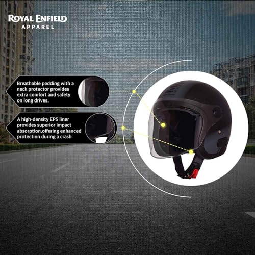 Image of ROYAL ENFIELD REDDITCH Open Face MLG 1901 | ISI Certified | Shell Construction: Built with High Impact Grade ABS | High-Strength EPS Liner | Micrometric Lock | UV-Resistant PU Paints MATT Black XL