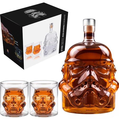 Whiskey Decanter Set Transparent Creative with 2 Glasses, Whiskey Flask Carafe Decanter for Brandy,Scotch,Vodka, Christmas Gifts for Men,Dad,Husband,Boyfriend