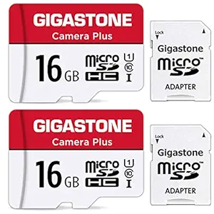 [Gigastone] 16GB 16GB Micro SD Card 2 Pack, Camera Plus, MicroSDHC Memory Card for Wyze Cam, Security Camera, Full HD Video Recording, UHS-I U1 Class 10, up to 85MB/s, with SD Adapter