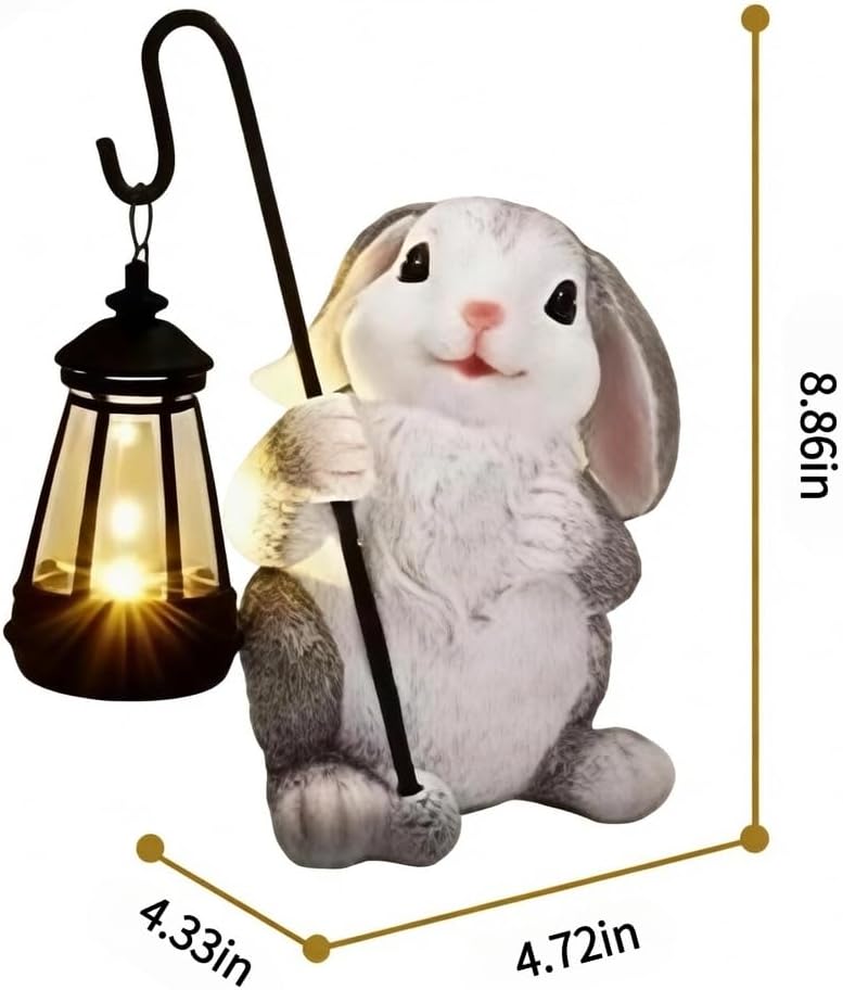 Rabbit Solar Lights Outdoor with Ground Stake, Wind Resistant Heavy Duty Metal Pole IP65 Waterproof Outdoor Statue Figurine, Auto On/Off Garden Decor for Patio Yard, Gift for Rabbit Lovers