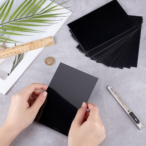 Image of OLYCRAFT 12 Sheets Black ABS Plastic Sheet 5.9x3.9 Inch ABS Plastic Panel 0.5mm Thick Hard Plastic Sheet Polystyrene Flexible Plastic Board Sheet for Building Model Material Supplies