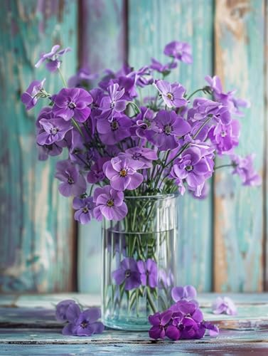 Kit point de croix fleurs violettes 14CT 50x70cm pré-imprimé complet pour débutant