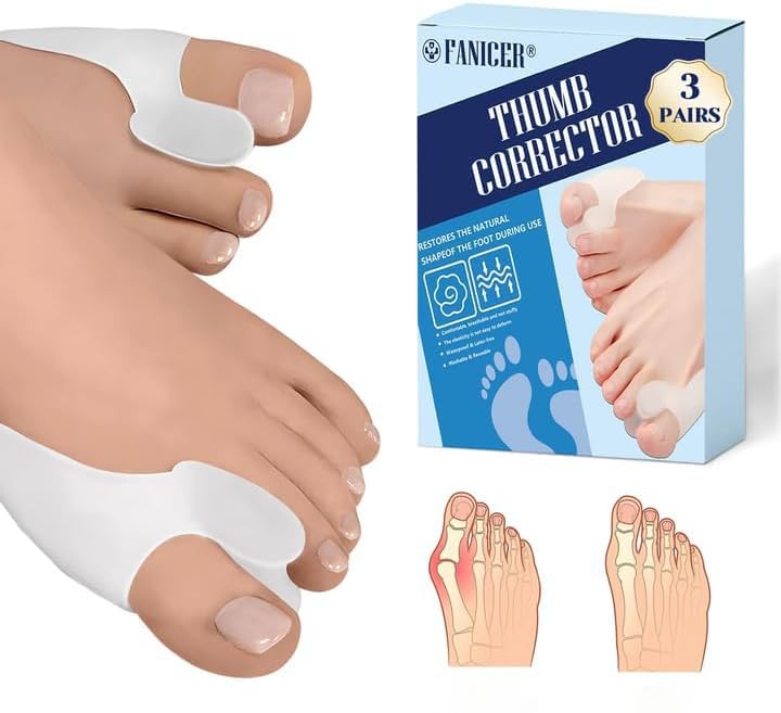 6 Piezas Corrector Juanetes Hallux Valgus de Silicona,Corrector Juanetes Mujer y Hombre,Separadores de Dedos del pie,Para Alivia, Protege y Corrige Hallux Valgus