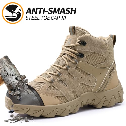 Image of Steel Toe Boots for Men Work Indestructible Safety Boots | Impact-Resistant, Puncture-Resistant, Comfortable, Wear-Resistant, Construction Factory, Warehouses, Jobsites